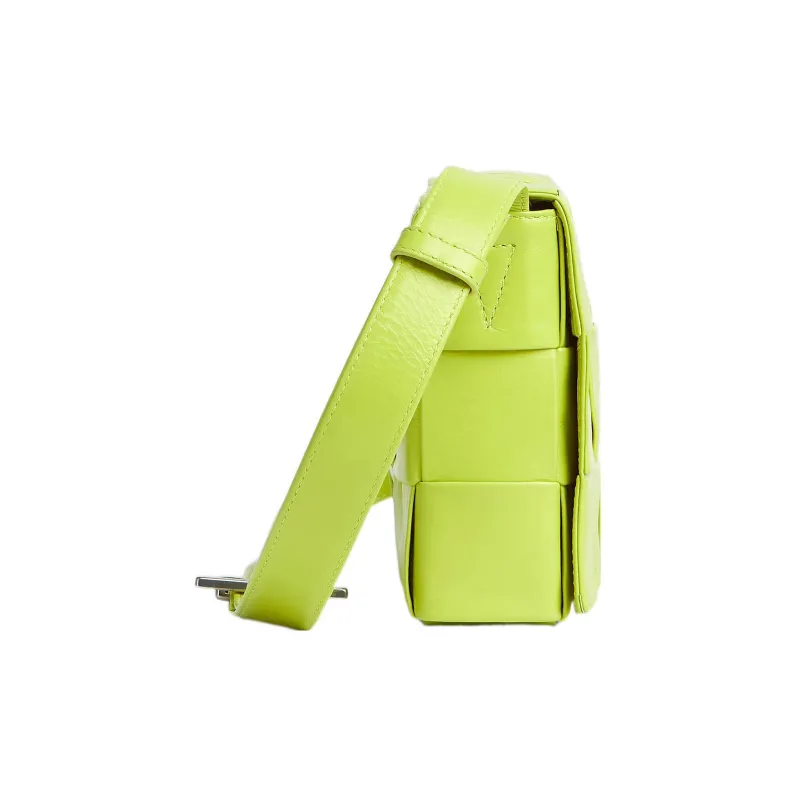Bottega Veneta CASSETTE Pillow Bag Calfskin Crossbody Bag, Shoulder Bag Medium Size Men's Lemon Kiwi Green-1