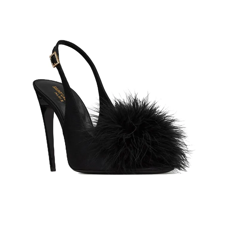 SAINT LAURENT Faux-fur Detail 110mm Sandals-2