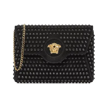 VERSACE La Medusa Calfskin Envelope Bag Clutches Small Size Women's Black