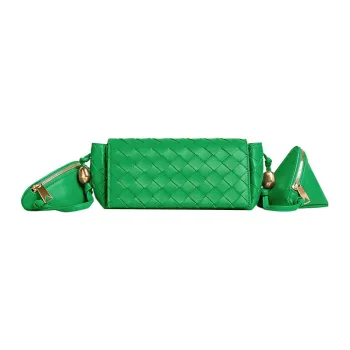 Bottega Veneta Intrecciato Leather One Shoulder Crossbody Clutch Women's Green
