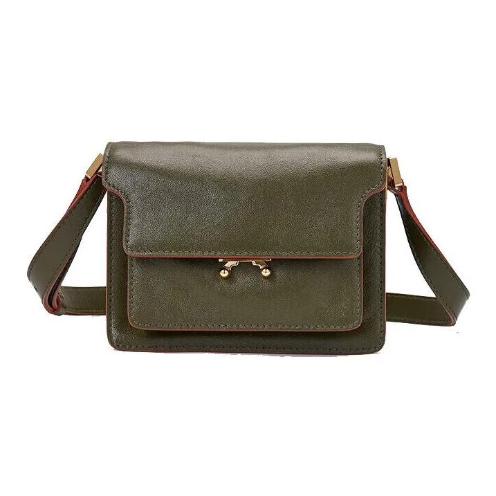 MARNI Trunk Cow Leather Trunk Bag, Crossbody Bag, Shoulder Bag Women's Olive Green-0