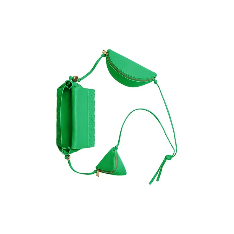 Bottega Veneta Intrecciato Leather One Shoulder Crossbody Clutch Women's Green-3