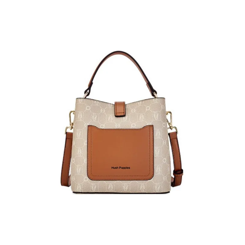 Hush Puppies Synthetic Leather Bucket Bags Crossbody One Shoulder Handbags Women's Black/Khaki/Apricot-11