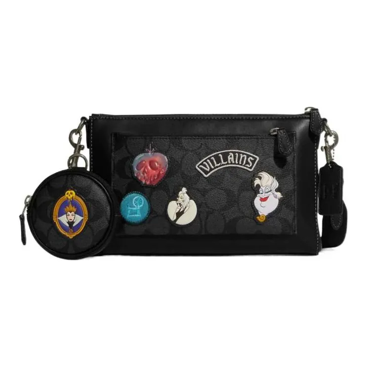 COACH Disney Collaboration Holden Cow Leather Combo Bag Shoulder Bag Crossbody Bag Medium Size Women's Black-0