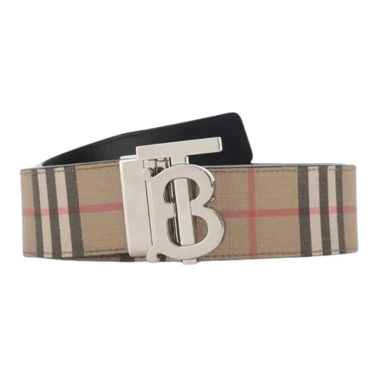 Burberry Classic Fashion Smooth Buckle Leather Belts Men's Light Umber Width 3.5cm-1