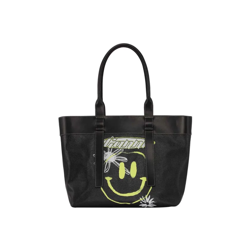 GANNI Recycled Cotton Recycled Leather Tote Bag Shopping Bag Shoulder Bag Crossbody Bag Handbag Women's Black-0