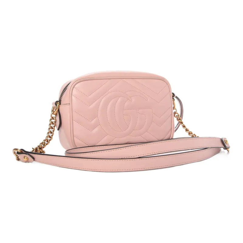 GUCCI GG Marmont Quilting Leather Camera Bags Crossbody Bag Shoulder Bag Women's Pink-2