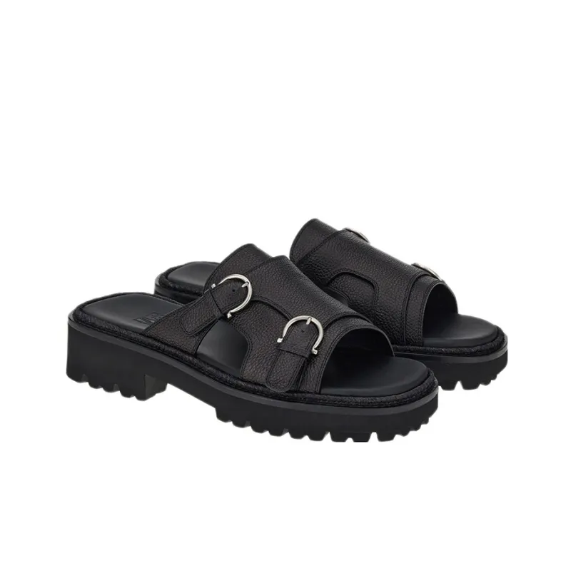 FERRAGAMO Slide Slippers Men's Black-1