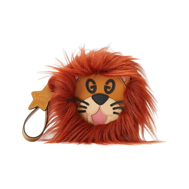 GUCCI Lions Pattern Corduroy Pouch Orange-0
