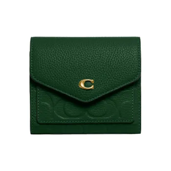 COACH Wyn Leather Card Holder Wallet Small Size Women's Dark Green