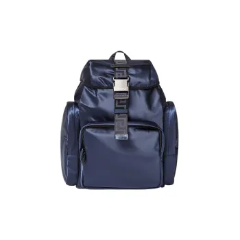 VERSACE Calfskin Trim Backpack Men's Blue