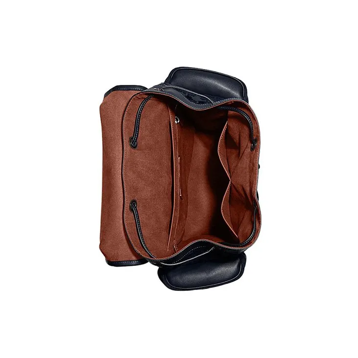 COACH Hitch Fabric With Cow Leather Backpack Large Size Men's Black-2