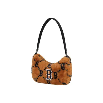 MLB Monogram Collection Polyester Artificial Leather Shoulder Bag Handbag Shoulder Bag Women's Mocha Brown