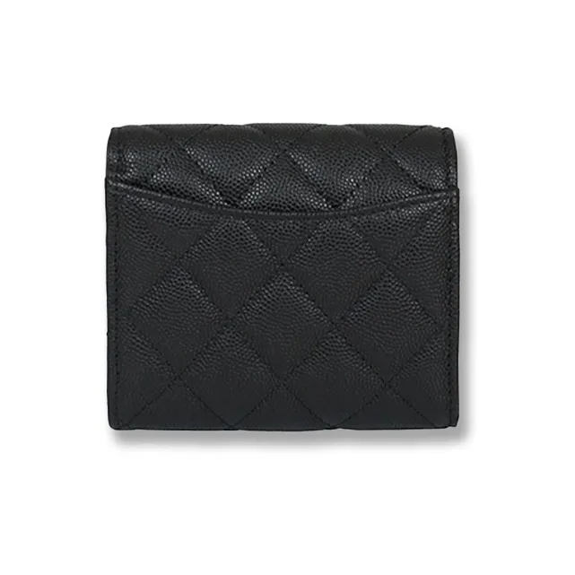 CHANEL 22K Autumn And Winter Litchi Grain Cow Leather Card Holder, Wallet, Wallet, Wallet Women's Black-1