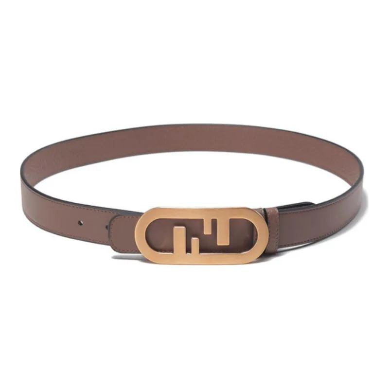 FENDI O'Lock Leather Belts Men Brown-2