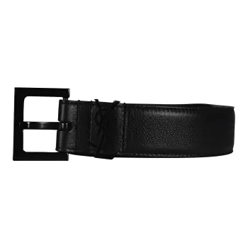 SAINT LAURENT Fashion Solid Color Logo Pin Buckle Leather Belts Women's 2cm
