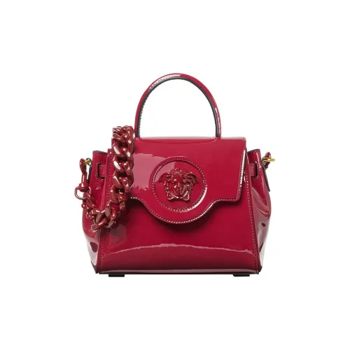 VERSACE La Medusa Patent Leather Cowhide Shoulder Bag Crossbody Bag Handbag Small Size Women's Burgundy