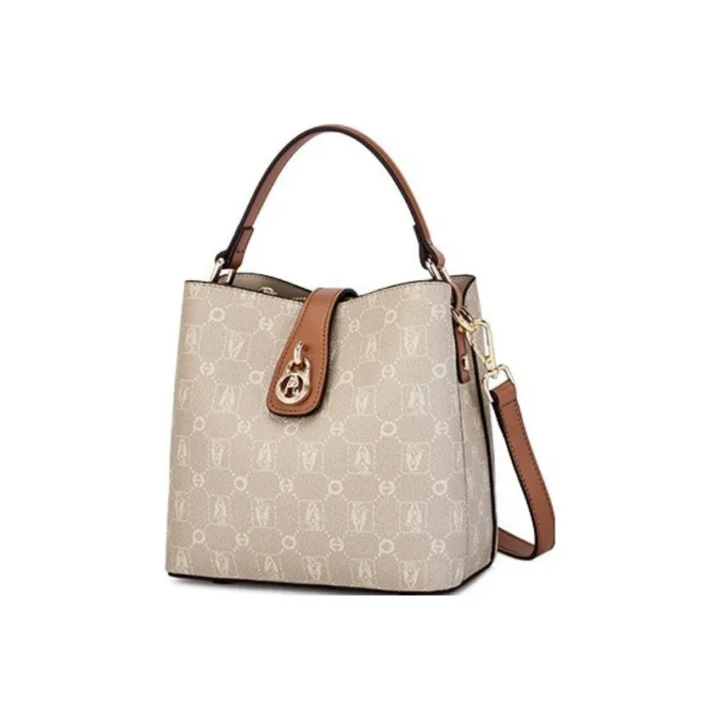 Hush Puppies Synthetic Leather Bucket Bags Crossbody One Shoulder Handbags Women's Black/Khaki/Apricot-10