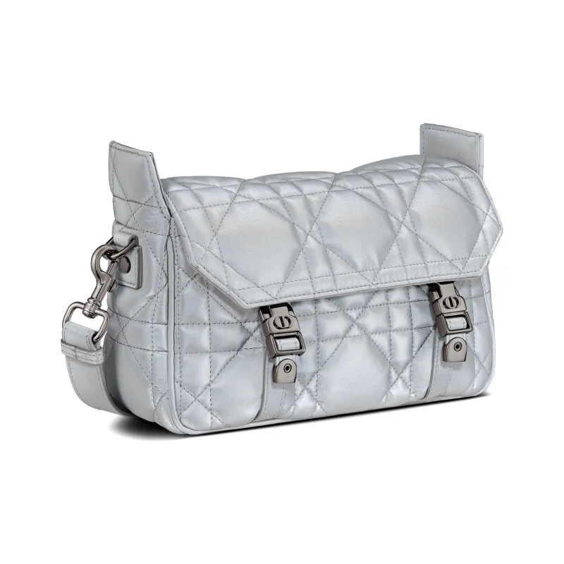DIOR DiorCamp Cow Leather Messenger Bag, Crossbody Bag, Shoulder Bag Small Size Women's Silver-2