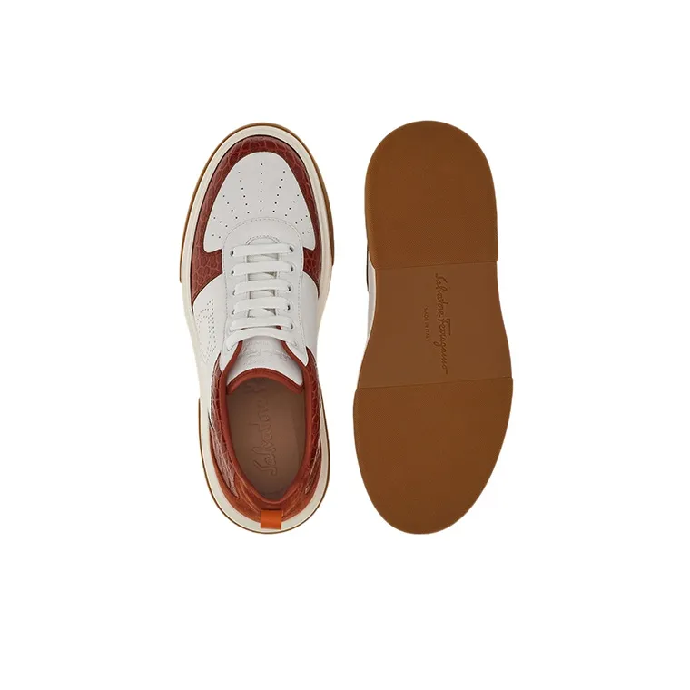 FERRAGAMO Low Top Stylish Skateboarding Shoes Men's Red White-4