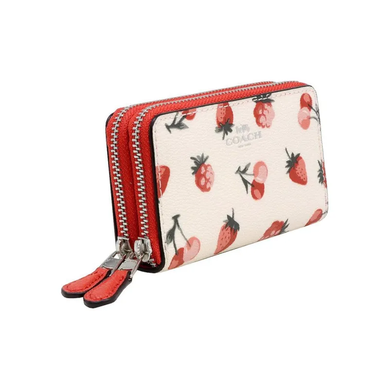 COACH Coated Canvas Coin Purse Card Holder, Wallet Women's Chalk White-2