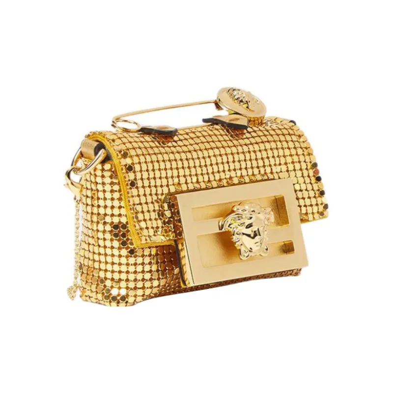 FANSIZHE Leather Handbag Shoulder Bag Mini Women's Gold-1