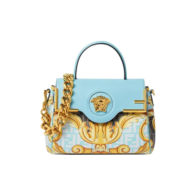 VERSACE La Medusa Cow Leather One Shoulder Handbags Medium Size Women's Blue-0