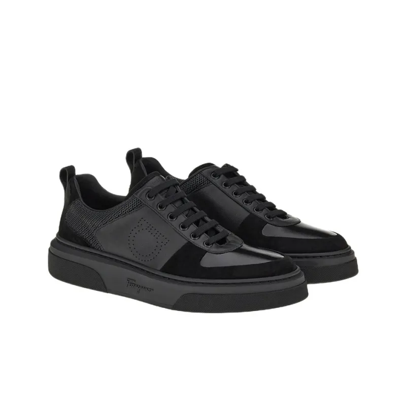 FERRAGAMO Low Top Stylish Skateboarding Shoes Men's Black-1