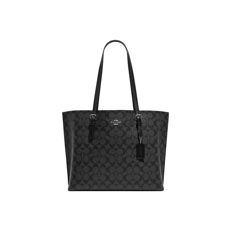 COACH Mollie Artificial Leather Tote Bag, Shopping Bag, Shoulder Bag, Handbag Tubas Women's Black-0