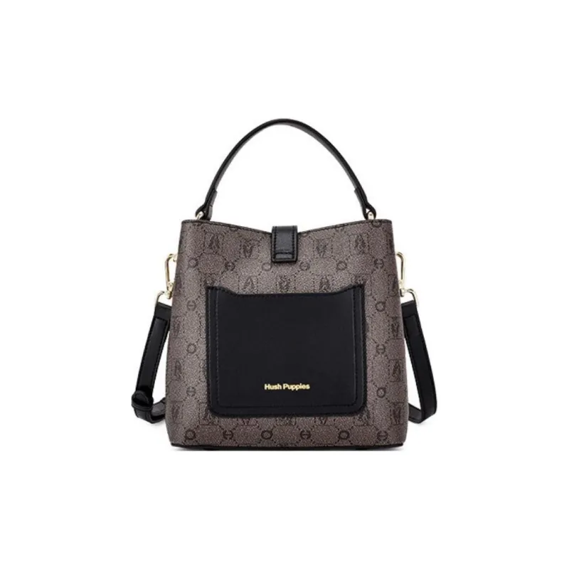 Hush Puppies Synthetic Leather Bucket Bags Crossbody One Shoulder Handbags Women's Black/Khaki/Apricot-2