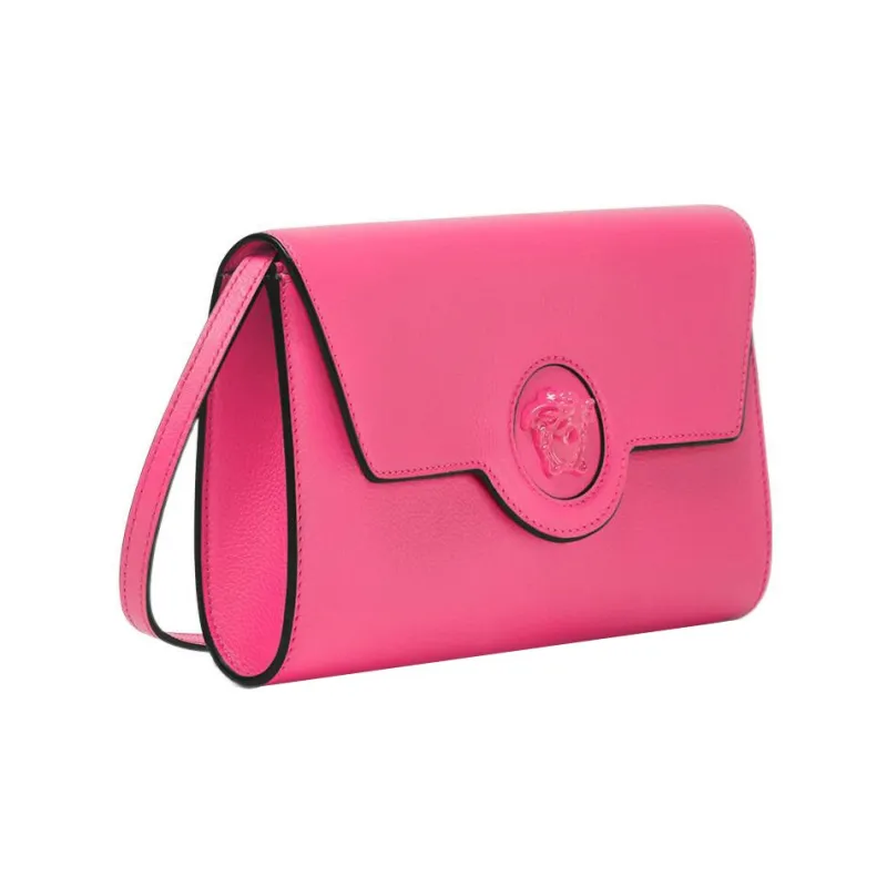 VERSACE La Medusa Grained Calfskin Shoulder Bag Crossbody Bag Women's Fuchsia-1