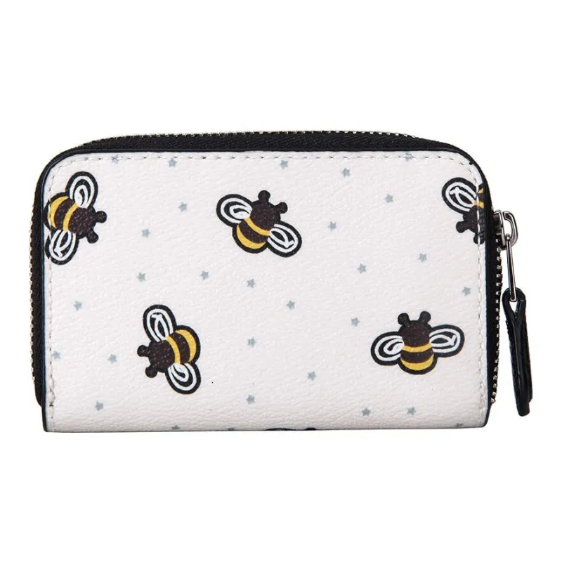 COACH Coated Canvas Coin Purse Card Holder, Wallet Women's White-1