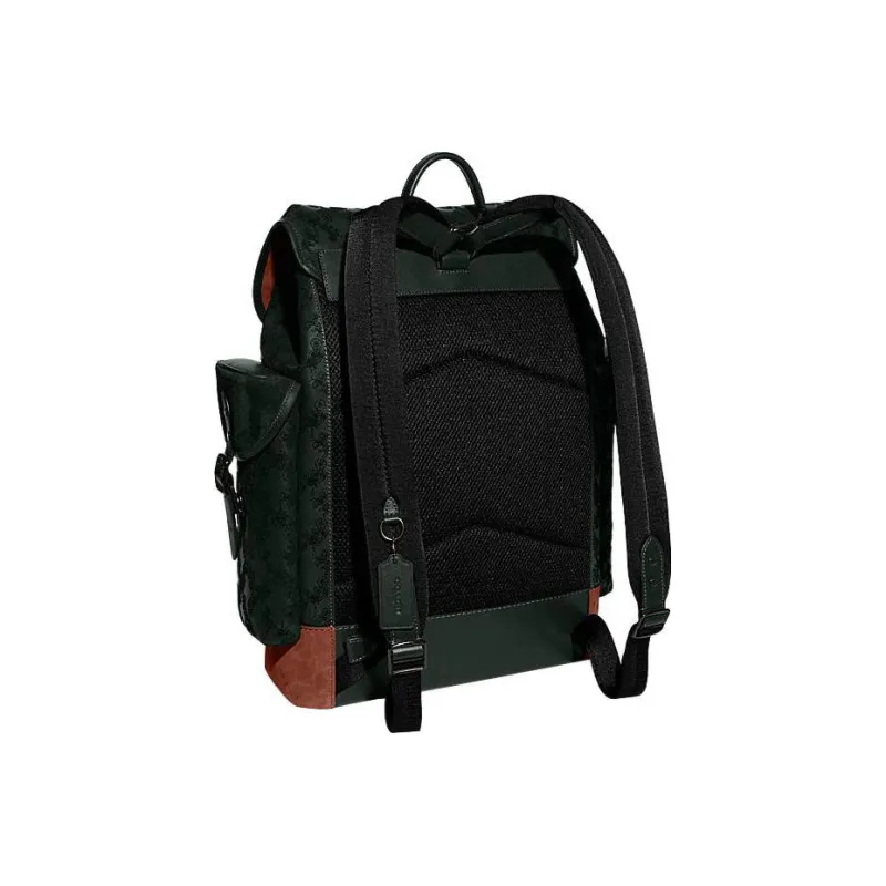 COACH Hitch Cow Leather With Textile Backpack Men's Army Green-1