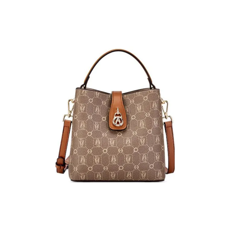 Hush Puppies Synthetic Leather Bucket Bags Crossbody One Shoulder Handbags Women's Black/Khaki/Apricot-5