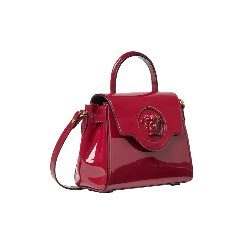 VERSACE La Medusa Patent Leather Cowhide Shoulder Bag Crossbody Bag Handbag Small Size Women's Burgundy-1