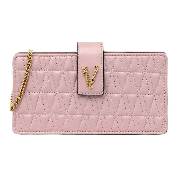 VERSACE Virtus Leather Clutch Women's Pink-0
