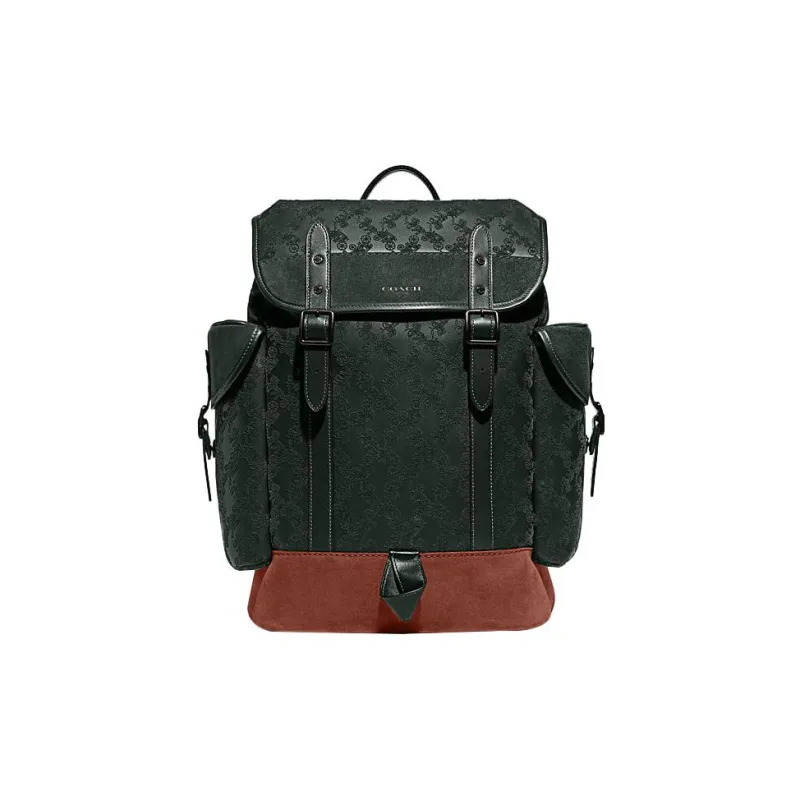 COACH Hitch Cow Leather With Textile Backpack Men's Army Green-0