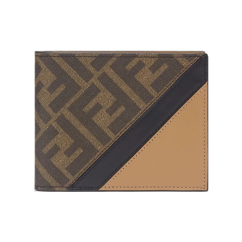 FENDI Cow Leather Wallet Men's Brown-0