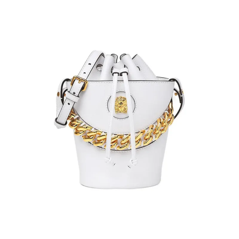 VERSACE La Medusa Calfskin Bucket Bag Handbag Shoulder Bag Crossbody Bag Women's White-0
