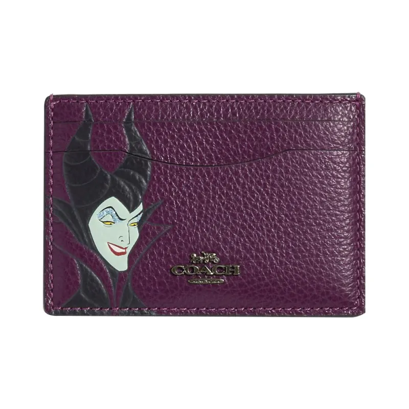 COACH Disney Collaboration Card Case Pebbled Leather Card Holder Women's Purple-0