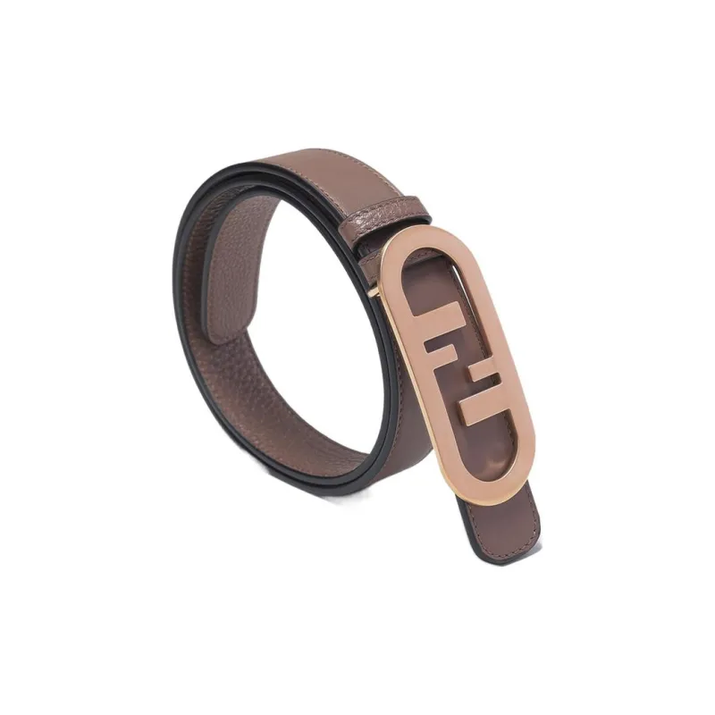 FENDI O'Lock Leather Belts Men Brown-1