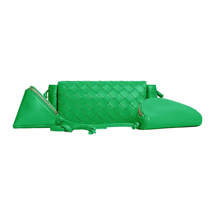 Bottega Veneta Intrecciato Leather One Shoulder Crossbody Clutch Women's Green-2