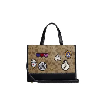 COACH Disney Collaboration Dempsey Leather Tote Bag Shopping Bag Shoulder Bag Handbag Large Size Women's Khaki