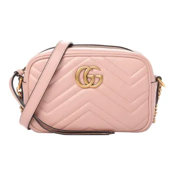 GUCCI GG Marmont Quilting Leather Camera Bags Crossbody Bag Shoulder Bag Women's Pink