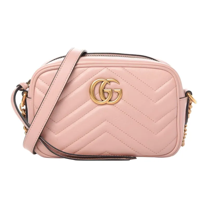 GUCCI GG Marmont Quilting Leather Camera Bags Crossbody Bag Shoulder Bag Women's Pink-0