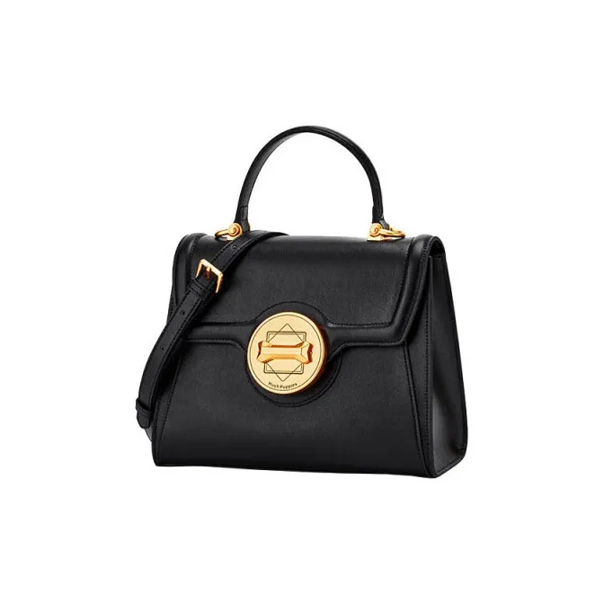 Hush Puppies Cow Leather Patchwork Synthetic Leather Crossbody Bag Handbag Shoulder Bag Women's Black-1