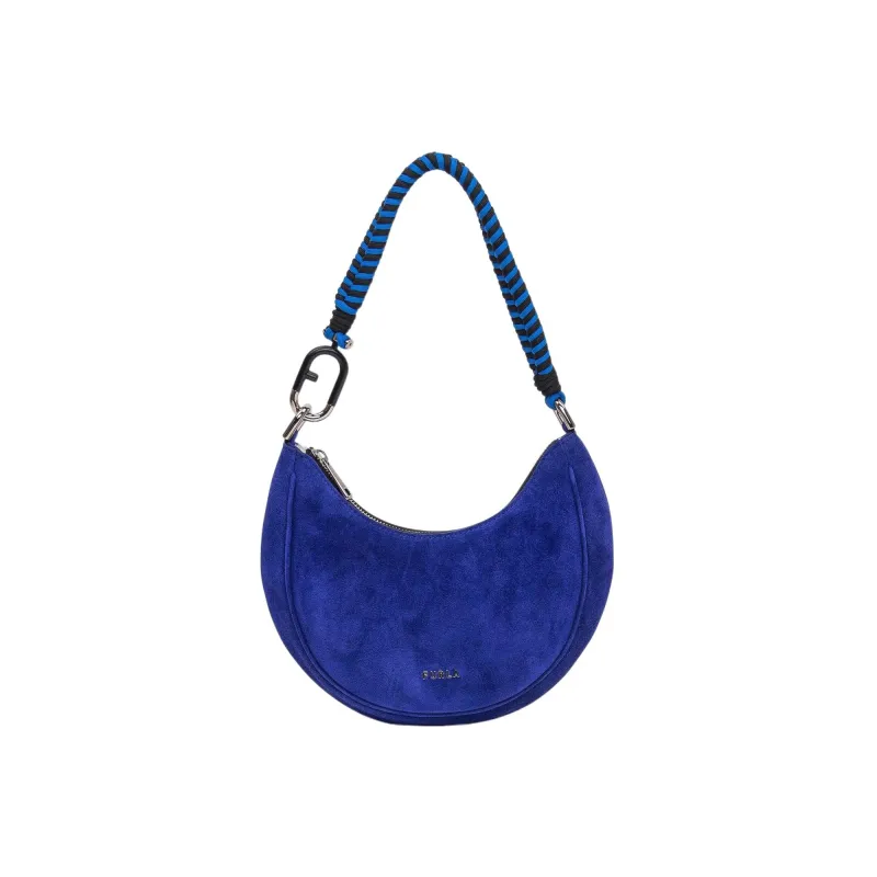 Furla Primavera Suede Handbag, Shoulder Bag Regular Women's Blue-0