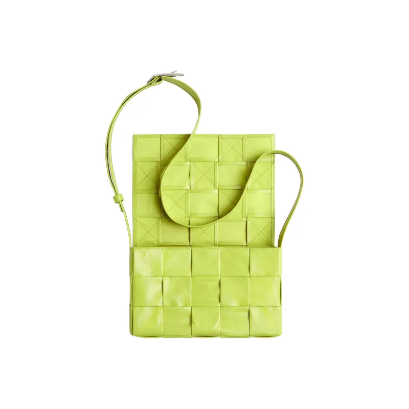Bottega Veneta CASSETTE Pillow Bag Calfskin Crossbody Bag, Shoulder Bag Medium Size Men's Lemon Kiwi Green-3