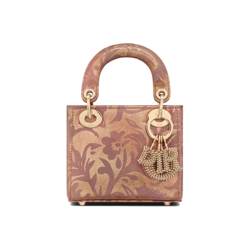 DIOR Lady Dior Sheepskin Daisie Bag Shoulder Bag Crossbody Bag Handbag Extra Mini Women's Pink/Gold-0