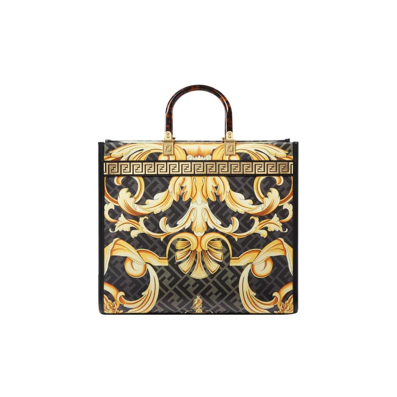 VERSACE FENDI Collaboration Leather Tote Bag Shopping Bag Shoulder Bag Crossbody Bag Handbag Women's Multicolor-2